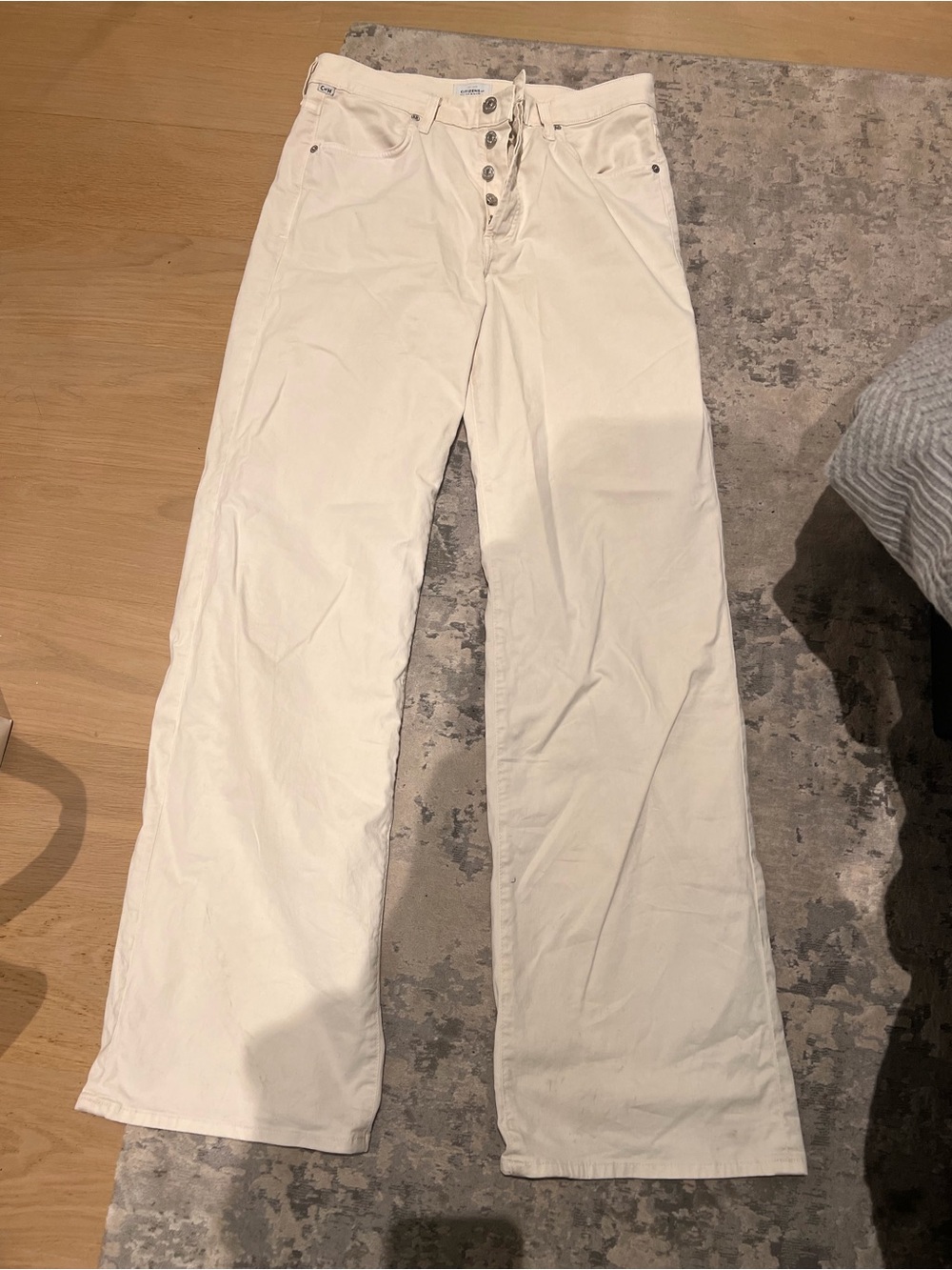 Citizens Of Humanity Off-White Wide-Leg Jeans with Button Fly